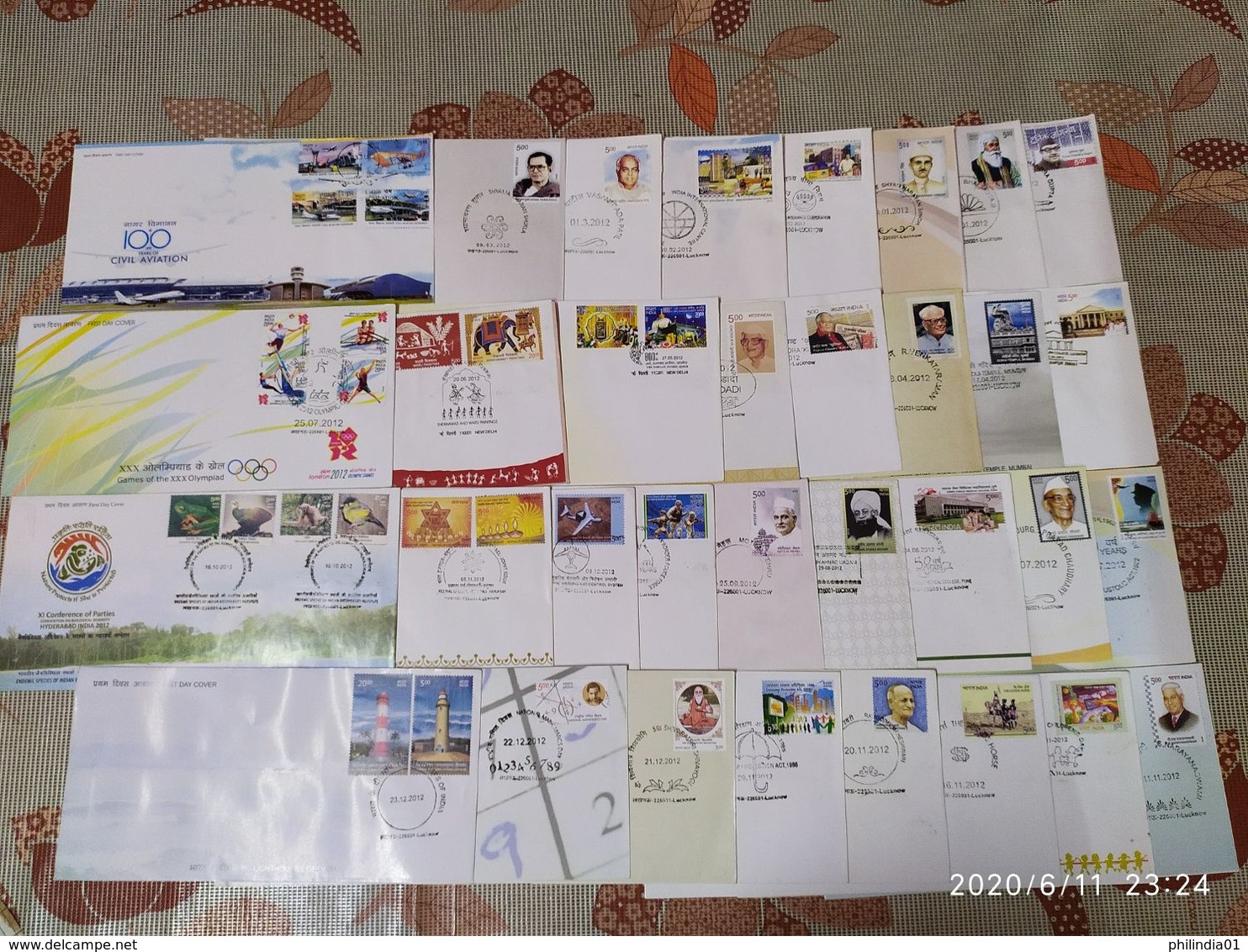 India 2012 Year Pack Of 33 FDCs On Olympic Games Lighthouse Joints Issue Wildlife Animals Aviation - Annate Complete