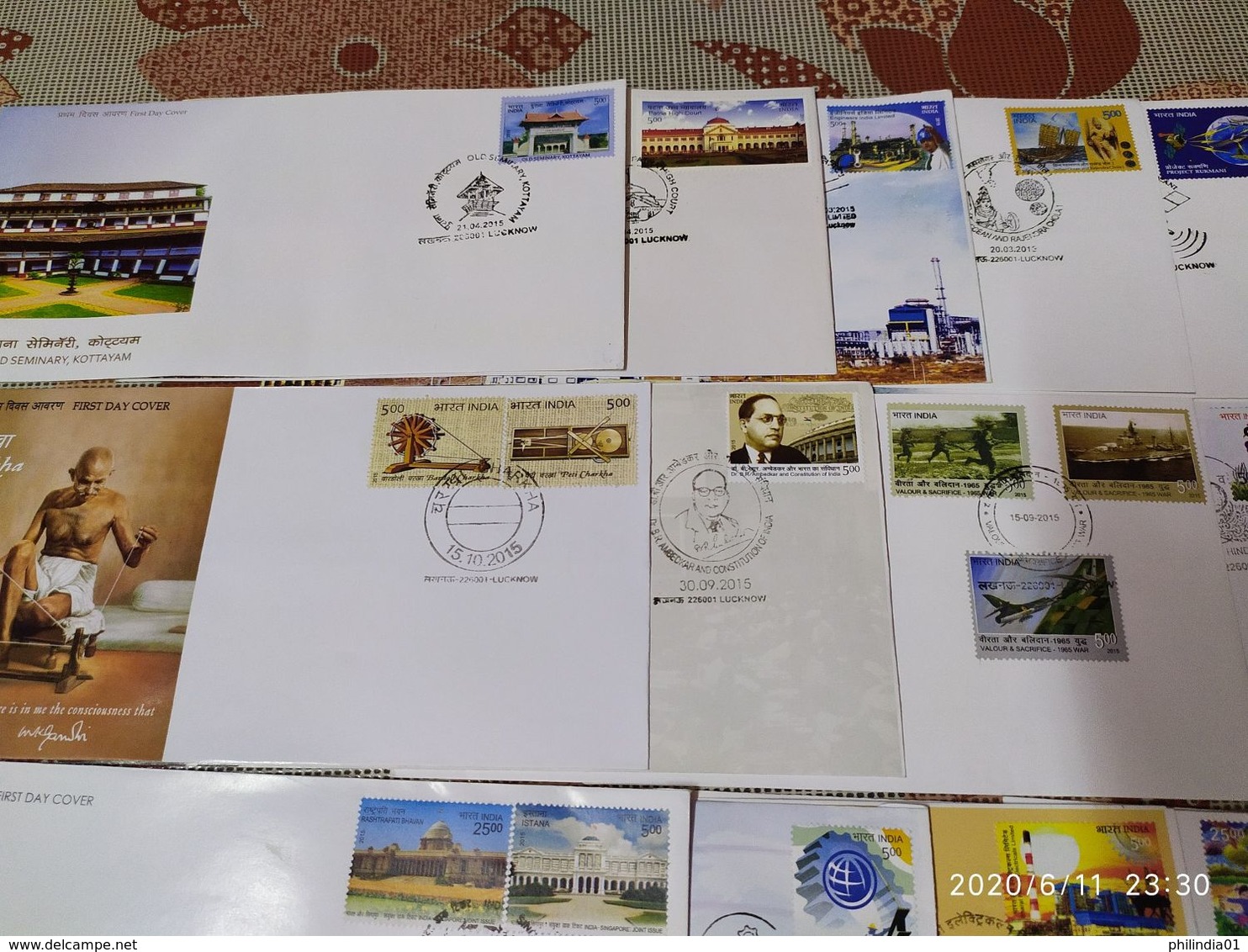 India 2015 Year Pack Of 30 FDCs On Mahatma Gandhi Joints Issue Space Wildlife Animals Military - Annate Complete