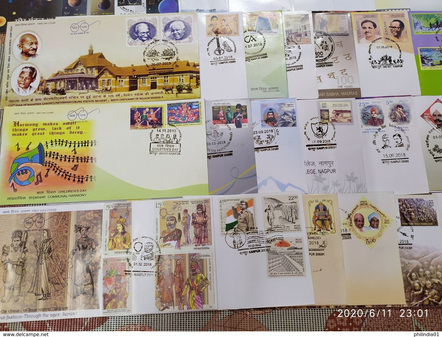 India 2018 Year Pack Of 51 FDCs On Mahatma Gandhi Joints Issue Sikhism Handicraft Fashion Textile Costume - Full Years