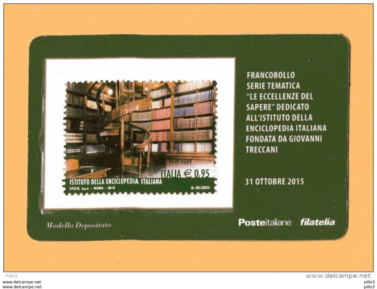 ITALIA :  Tessera Fil - Eccellenze Del Sapere - Enciclopedia TRECCANI  Del  31.10.2015 - Cartes Philatéliques