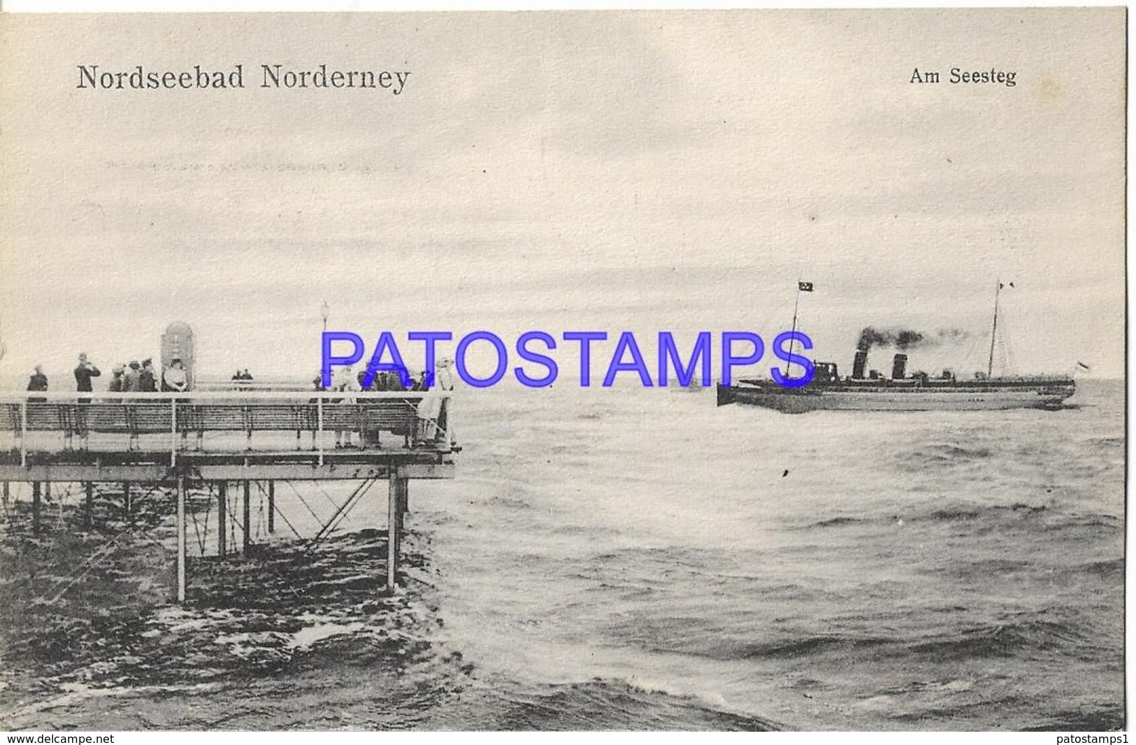 135833 GERMANY NORDSEEBAD NORDERNEY VIEW SHIP & DOCK POSTAL POSTCARD - Autres & Non Classés