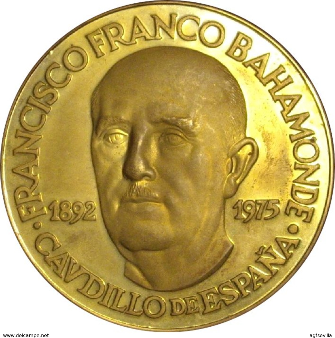 ESPAÑA. FRANCISCO FRANCO. MEDALLA PACI IMPOSVIT MORES. BRONCE DORADO. ESPAGNE. SPAIN MEDAL - Monarchia/ Nobiltà