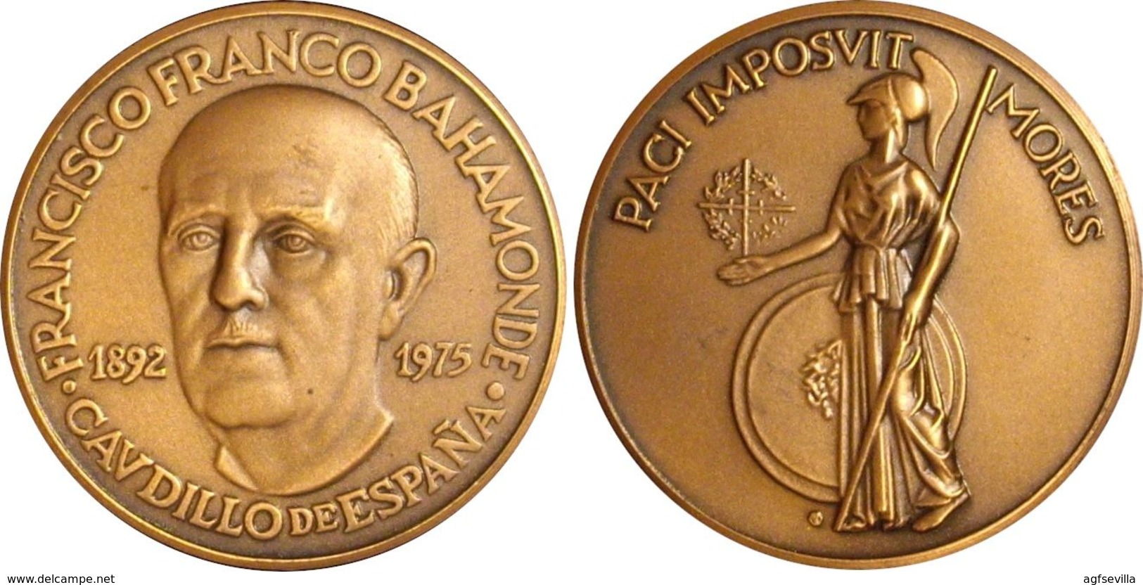 ESPAÑA. FRANCISCO FRANCO. MEDALLA PACI IMPOSVIT MORES. COBRE. ESPAGNE. SPAIN MEDAL - Royal/Of Nobility