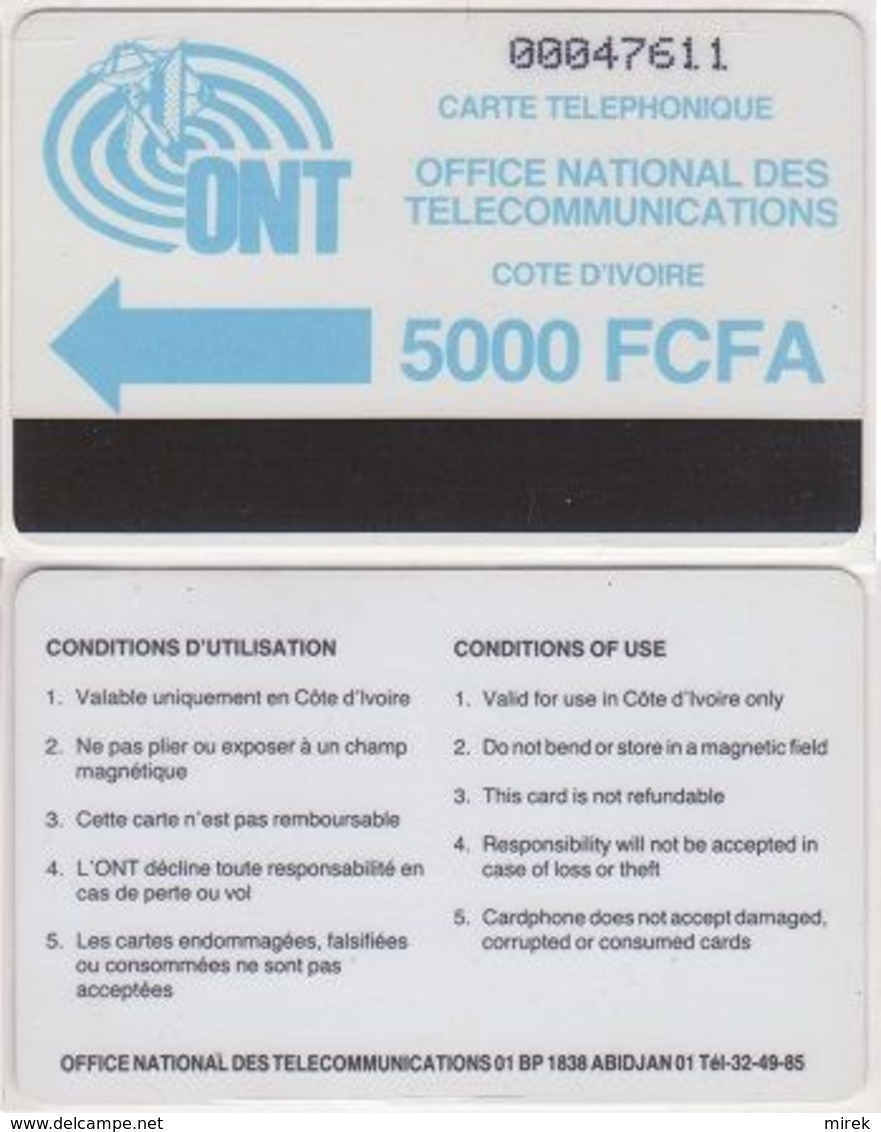 116/ Ivory Coast; Autelca, P3. Blue Logo, 5000 FCFA, Big CN - Côte D'Ivoire