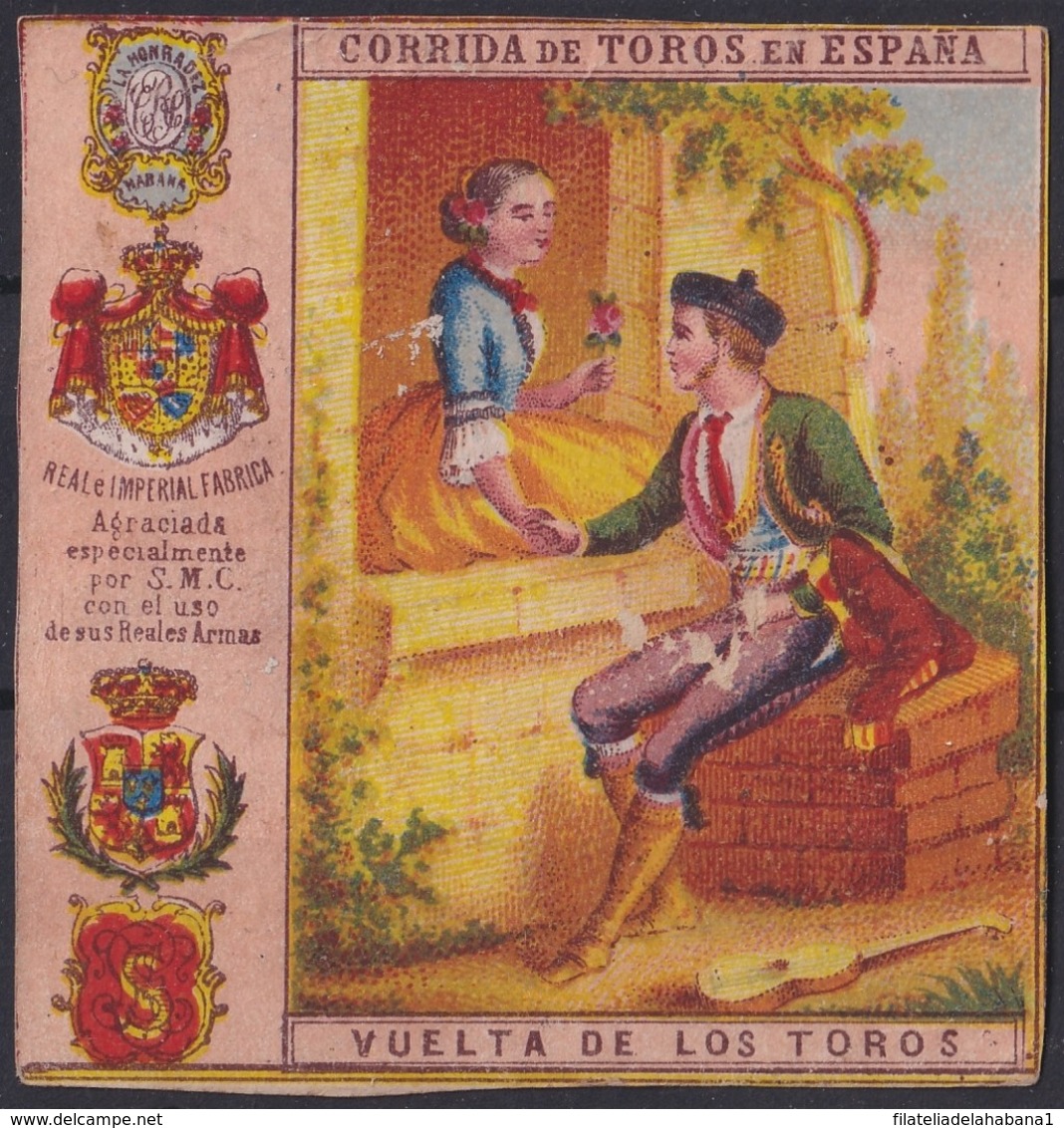 TAB-110 CUBA 1867 LABEL MARQUILLA  SUSINI TABACO TOBACCO. SERIE CORRIDA DE TOROS EN ESPAÑA. VUELTA DE LOS TOROS. - Autres & Non Classés