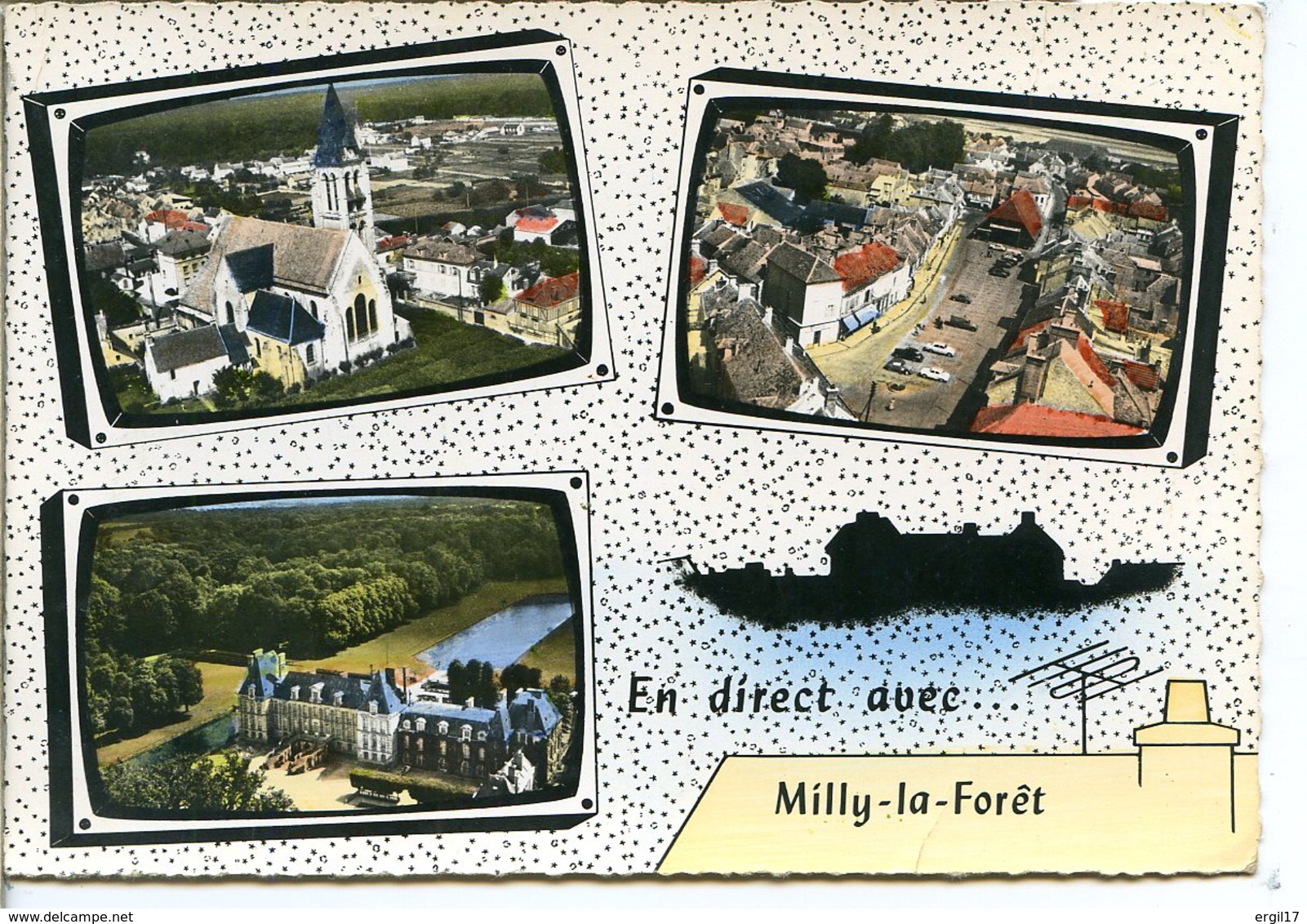 91490 MILLY-LA-FORÊT - église, Place Du Marché, Château De Courances - Véritable Photo Au Bromure, 1961 - Milly La Foret