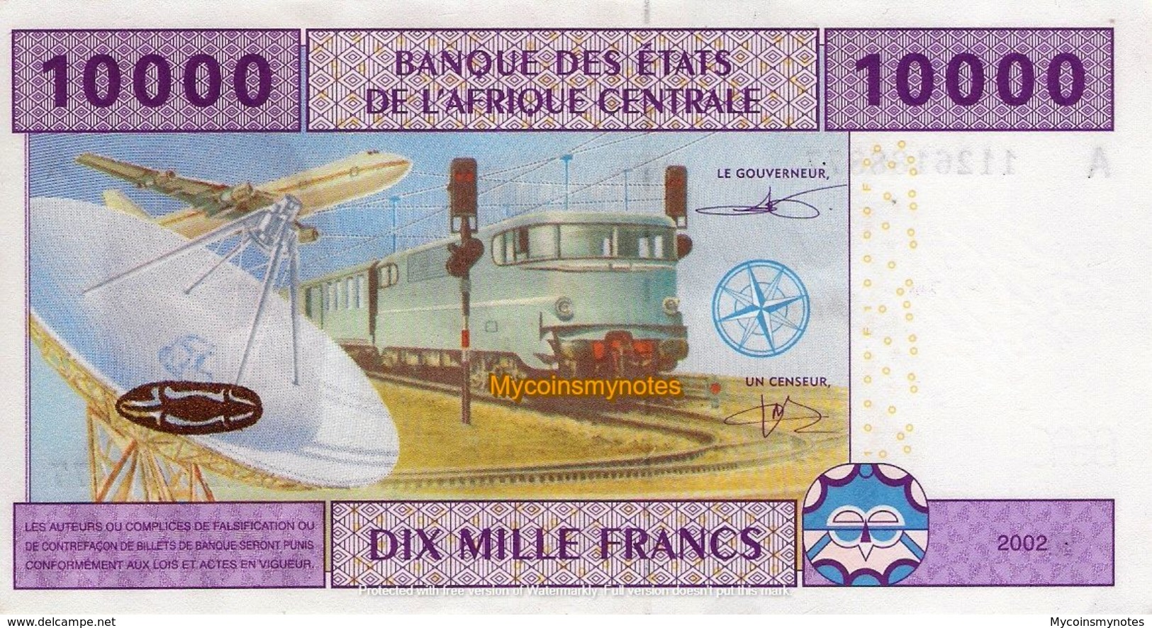 CENTRAL AFRICAN STATE, GABON, 10000 FRANCS, 2002, P410Ac, UNC - Gabon