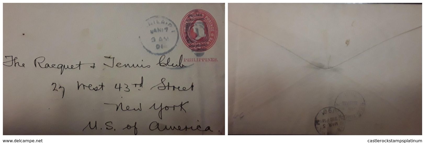 O) 1901 PHILIPPINES, FROM MANILA P.I., WASHINGTON  2c POSTAL STATIONERY - STATIONARY, TO NEW YORK - USA - Philippines