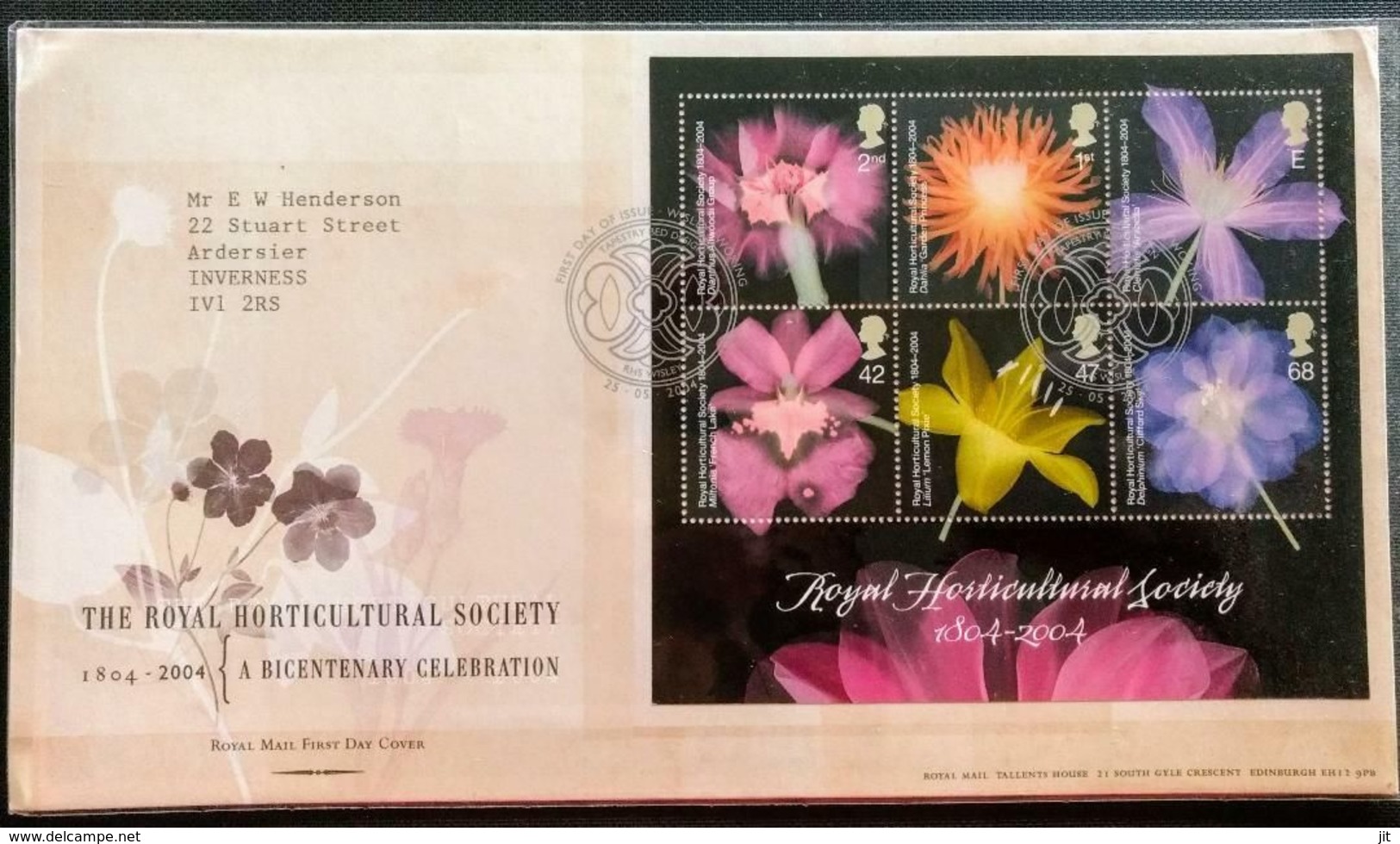 139.GREAT BRITAIN 2004 STAMP M/S THE ROYAL HORTICULTURAL SOCIETY FDC - 2011-2020 Em. Décimales