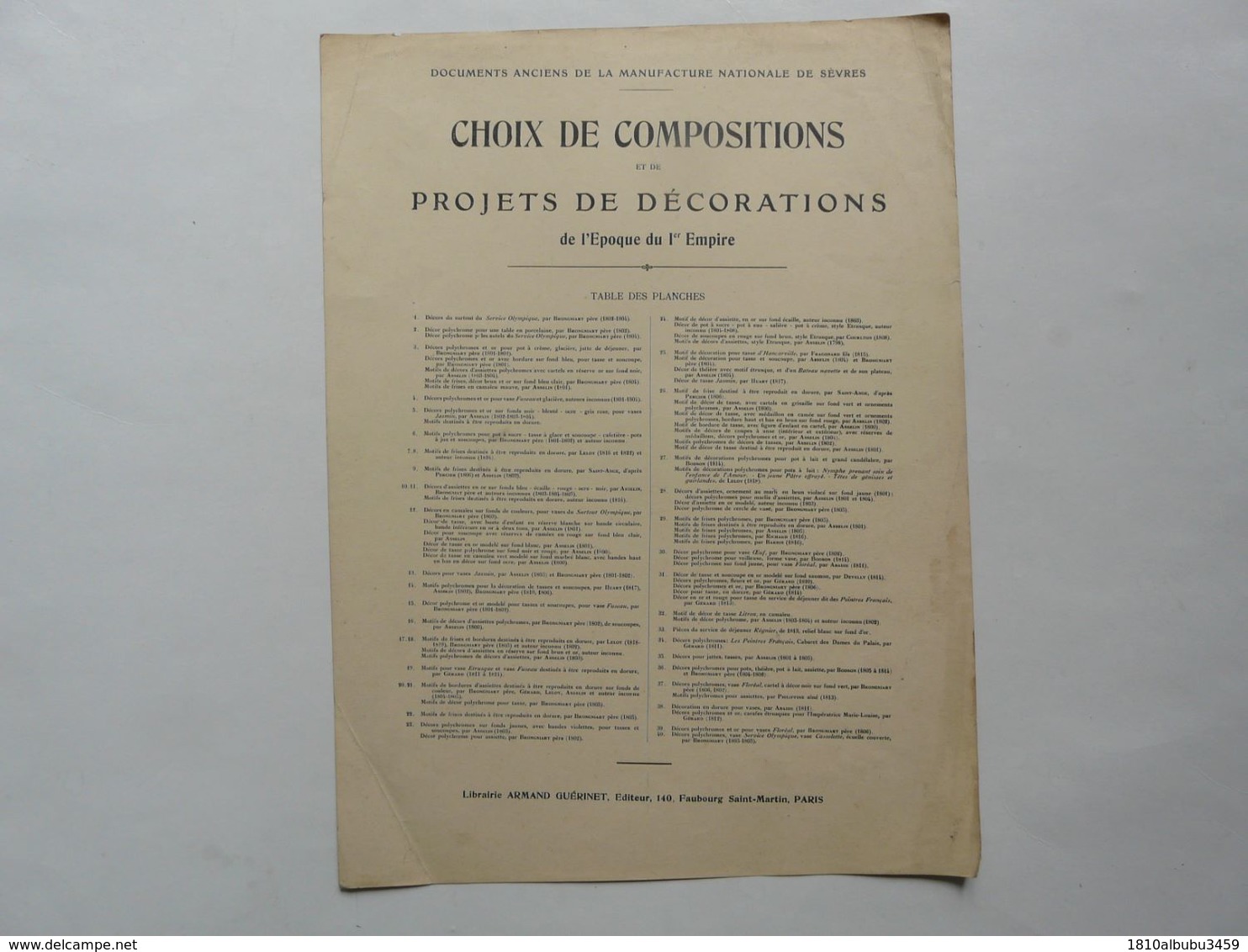 Documents Anciens De La Manufacture Nationale De SEVRES - G. Lechevallier-Chevignard - Epoque Du 1er Empire- Table - Sèvres (FRA)