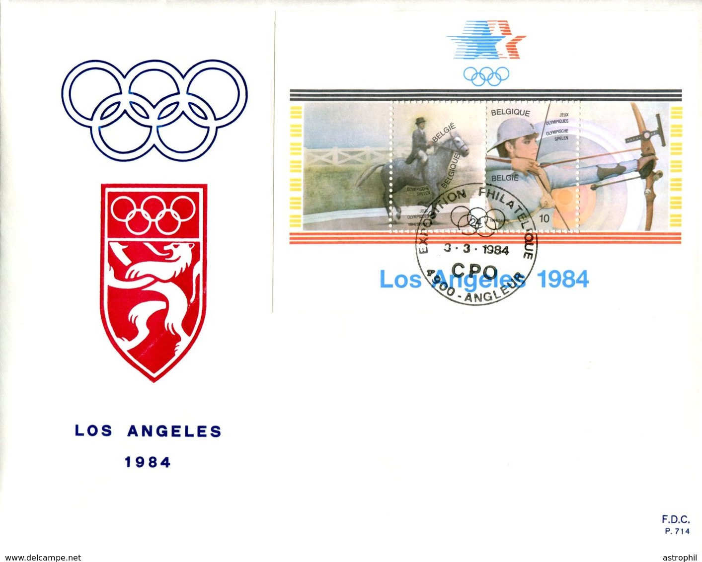 14184016 Be 19840303 Angleur; JO Los Angeles; Fdc Cob Bf60 - 1981-1990