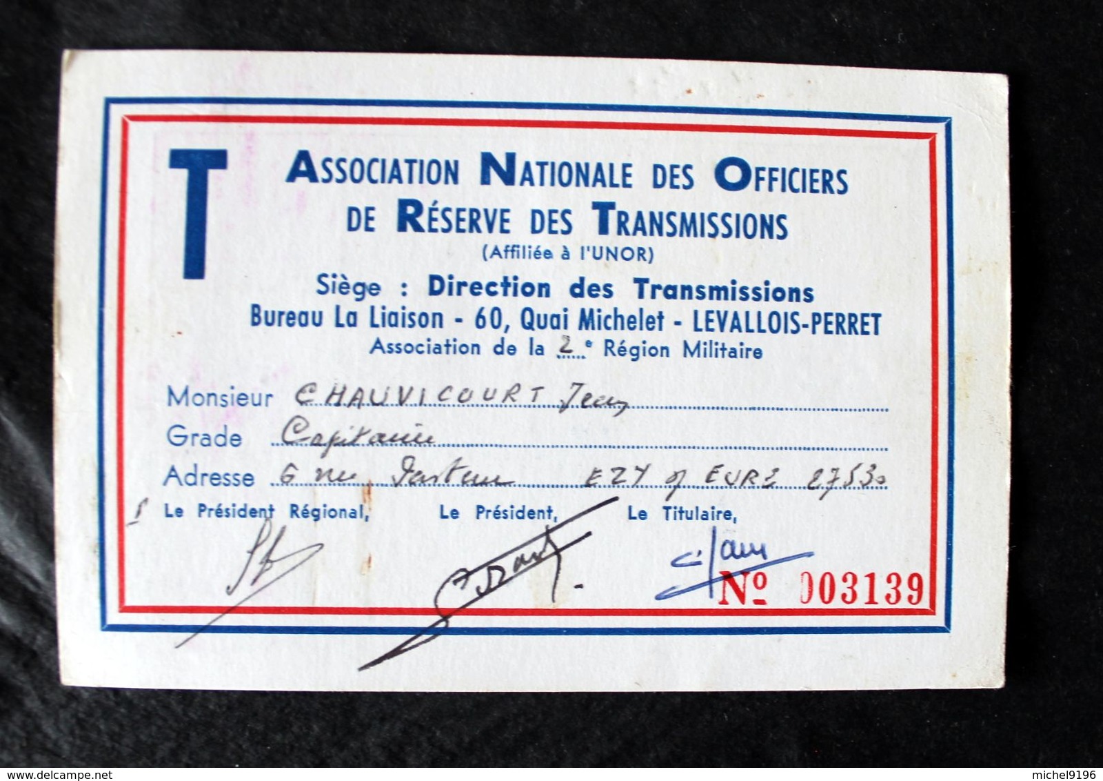 Carte  Association Nationale Des Officiers De Réserve Des Transmissions 2èm Région Militaire - Radio