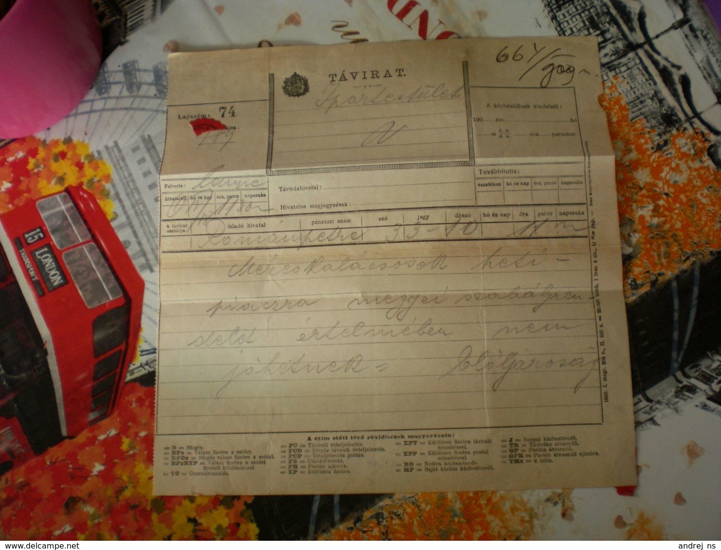 Telegramm Tavirat Versecz 1910 - Télégraphes