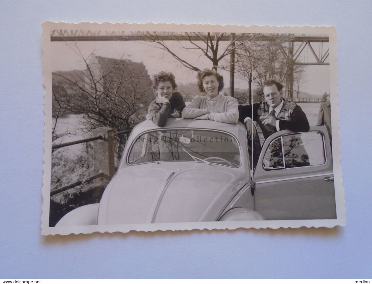 D172047 Lot Of 3 Old Photos  Hochbrücke Holtenau  Kanal -   Kiel  (Schleswig-Holstein) 1954 VW Beetle Kafer Schiffe Ship - Cars