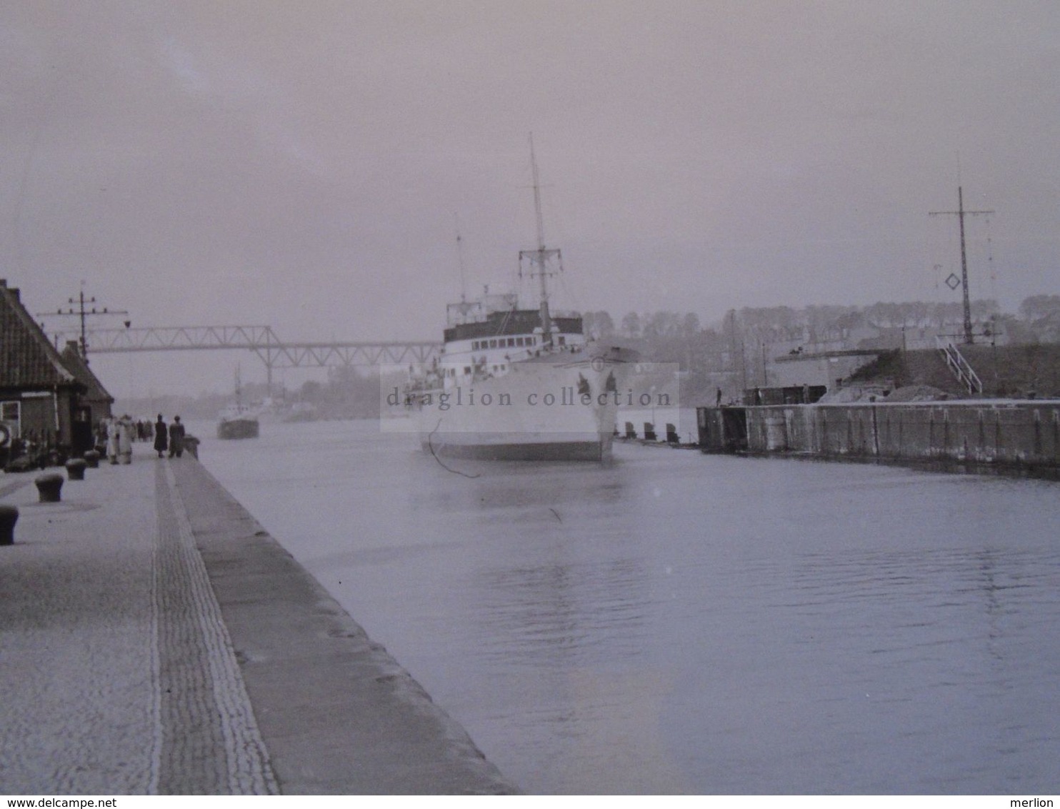 D172047 Lot Of 3 Old Photos  Hochbrücke Holtenau  Kanal -   Kiel  (Schleswig-Holstein) 1954 VW Beetle Kafer Schiffe Ship - Cars