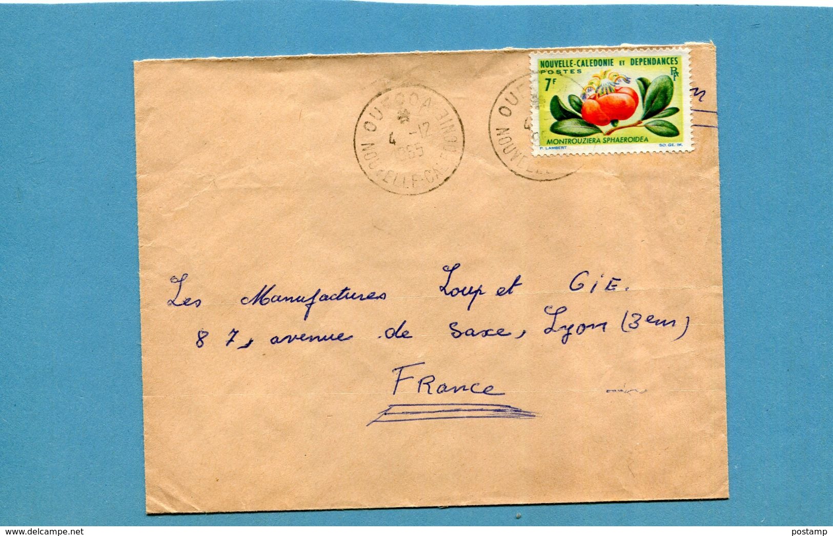 Marcophilie Nouvelle Calédonie-lettre  >Françe-cad OUECOA 1965- Stamps N°319 Flower-montrouziera - Covers & Documents