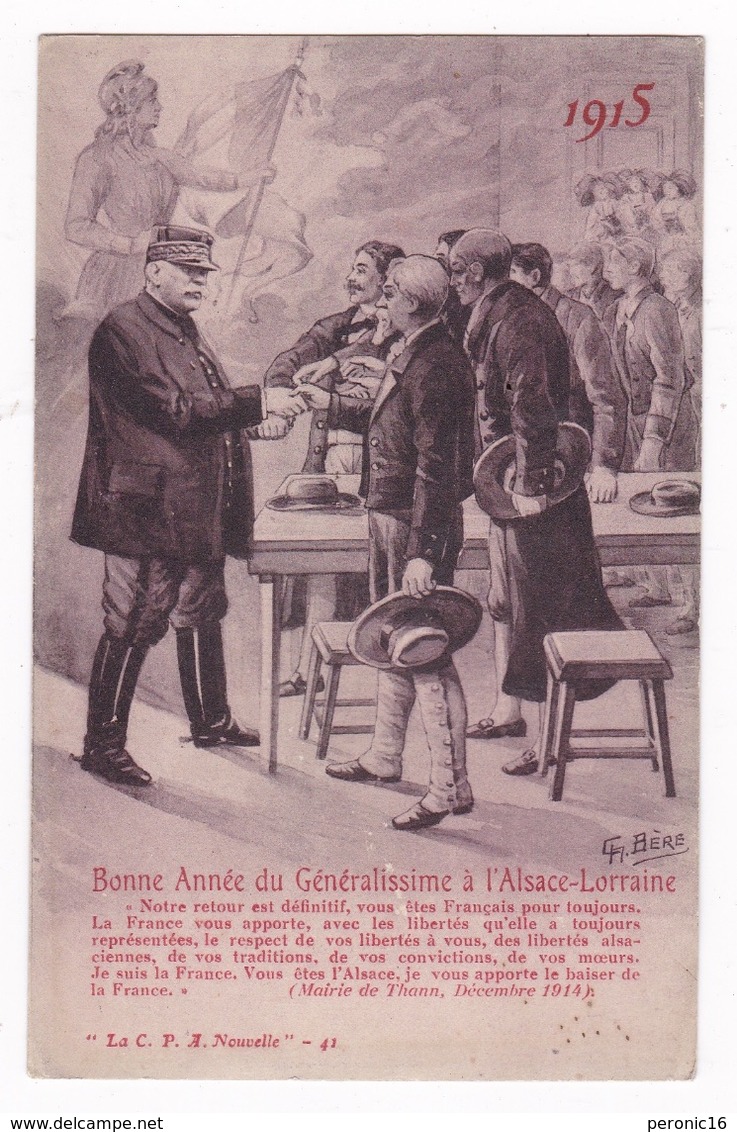 Rare CPA Illustrée Par G. Bère 1915 Bonne Année Du Généralissime à L'Alsace-Lorraine - Guerra 1914-18