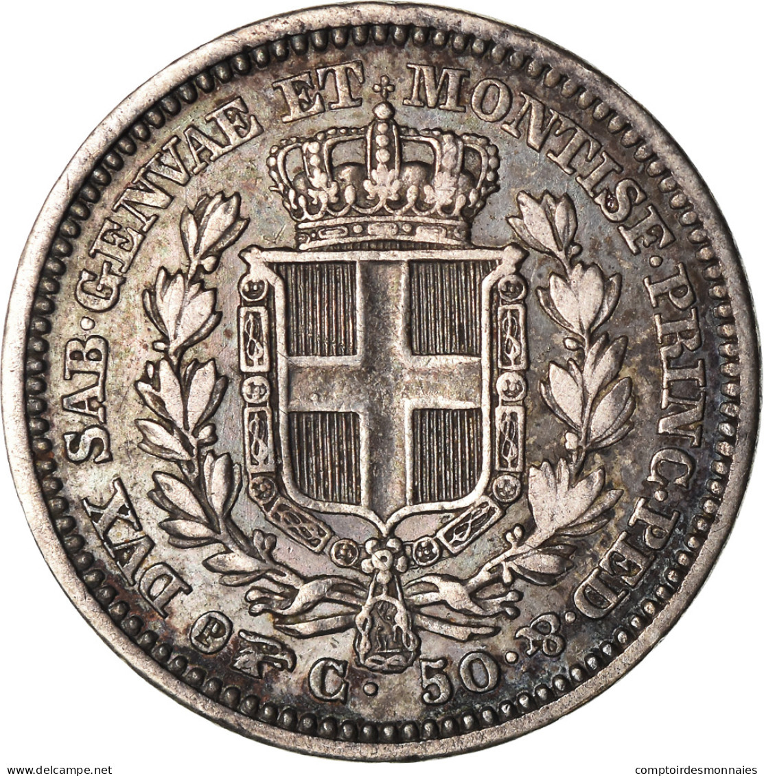 Monnaie, États Italiens, SARDINIA, Carlo Alberto, 50 Centesimi, 1833, Torino - Italian Piedmont-Sardinia-Savoie