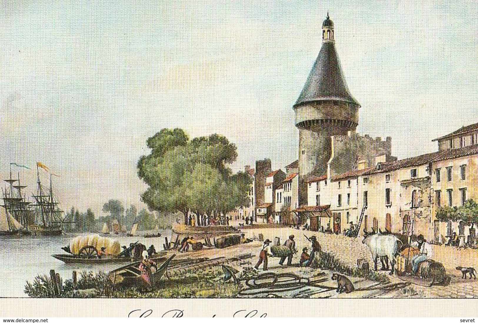 LIBOURNE  - Vieille Gravure Du 18ème Siècle - Le Port Et La Vieille Tour.    CPM - Libourne