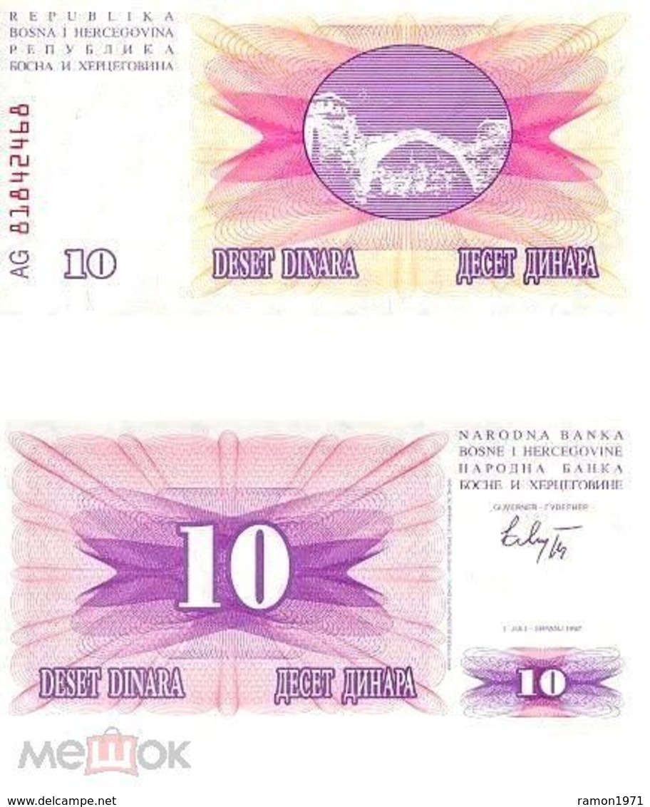 10 Pieces Bosnia And Herzegovina - 10 Dinars 1992 UNC - Bosnia Erzegovina