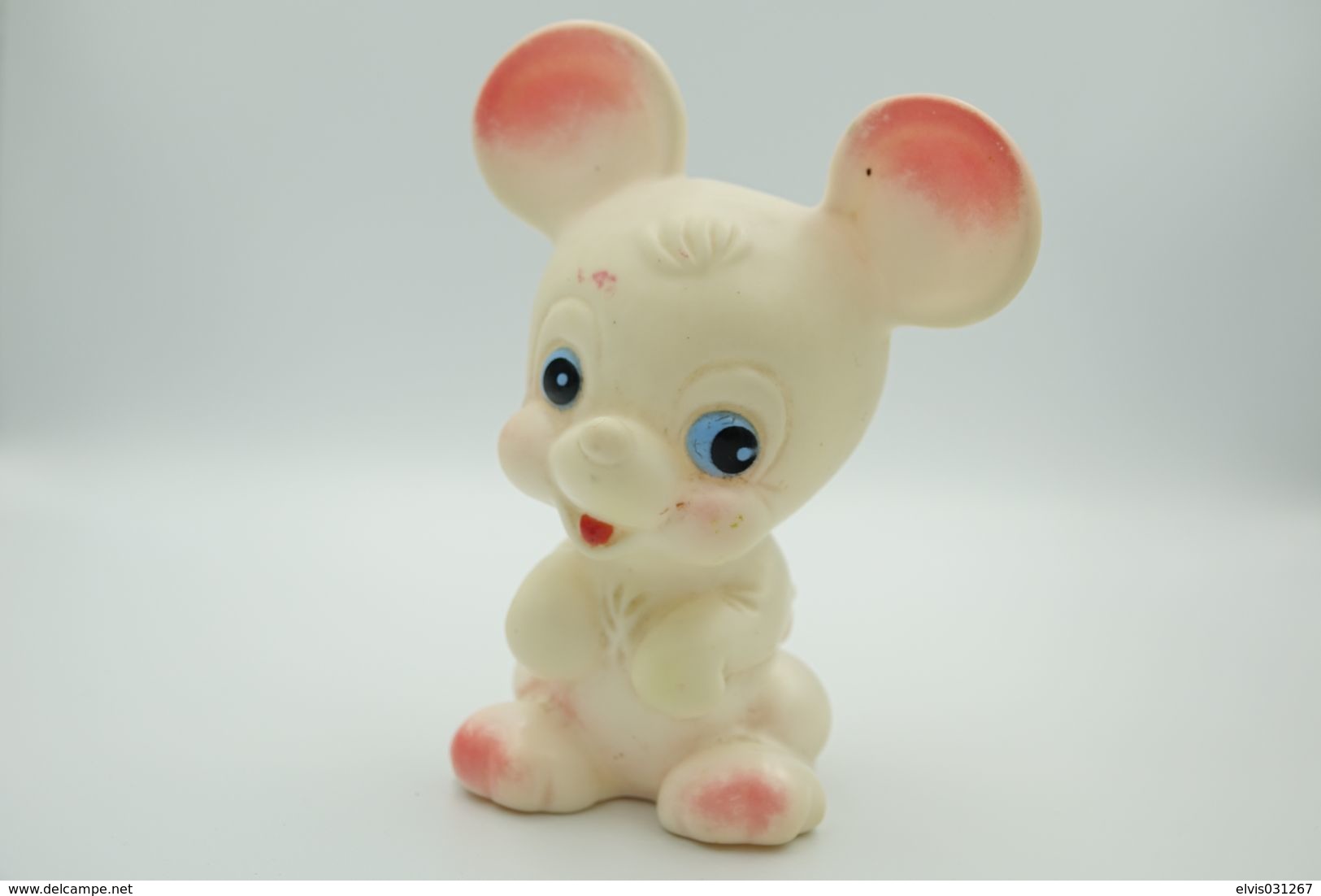 PIEPER POUET SQUEAKY: LEDRAPLASTIC MOUSE MUIS SOURIS  - L=11  - ***  - M DEP ELEPHANT ITALY  - Rubber - Vinyl - 1960's - Smurfs