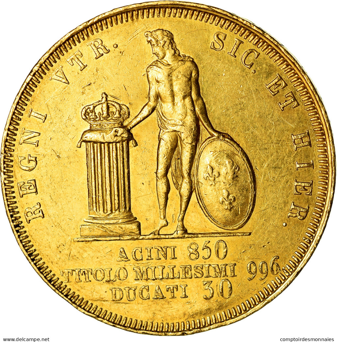 Monnaie, États Italiens, NAPLES, Ferdinando II, 30 Ducati, 1840, TTB, Or - Naples & Sicile