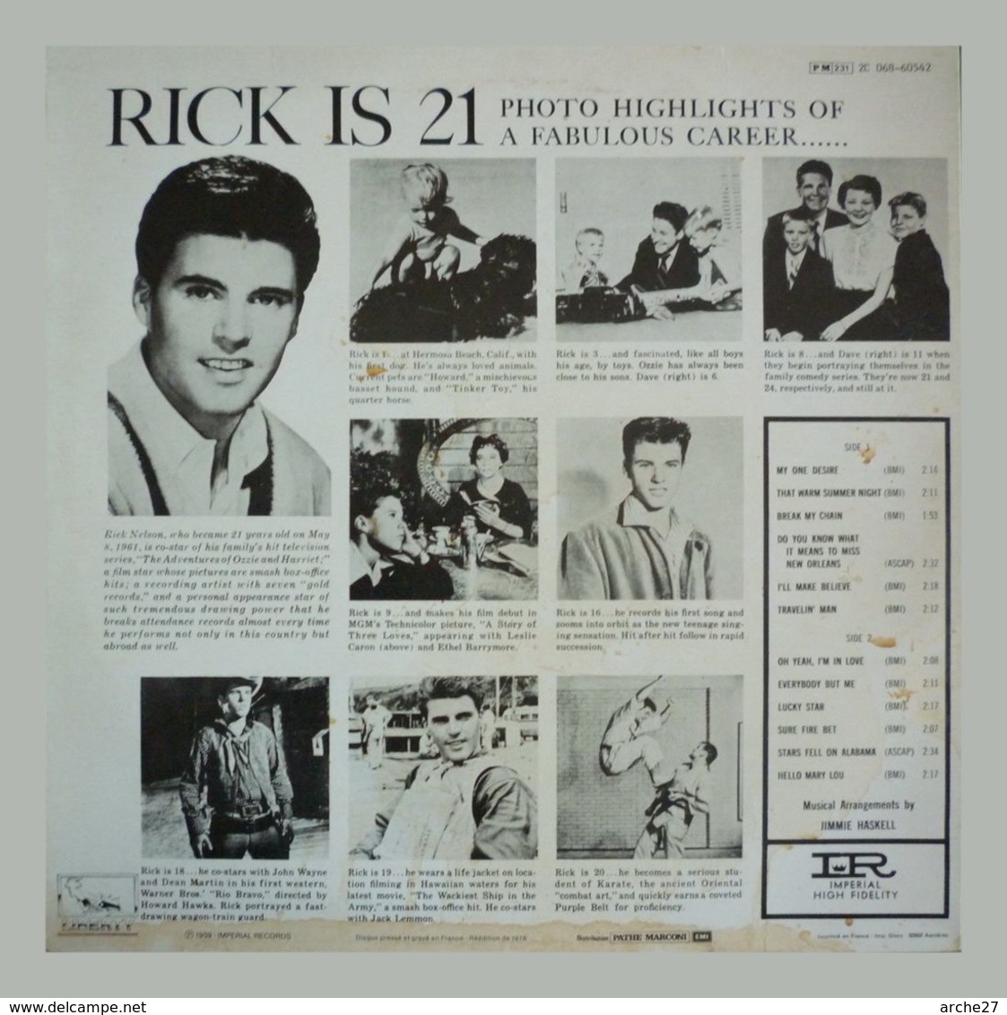 RICKY NELSON - LP - 33T - Disque Vinyle - Rick Is 21 - 60542 - Rock