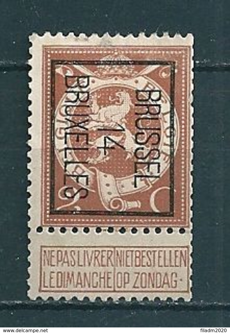 PREO 50 Op Nr 109 BRUSSEL 14 BRUXELLES - Positie B - Typo Precancels 1912-14 (Lion)