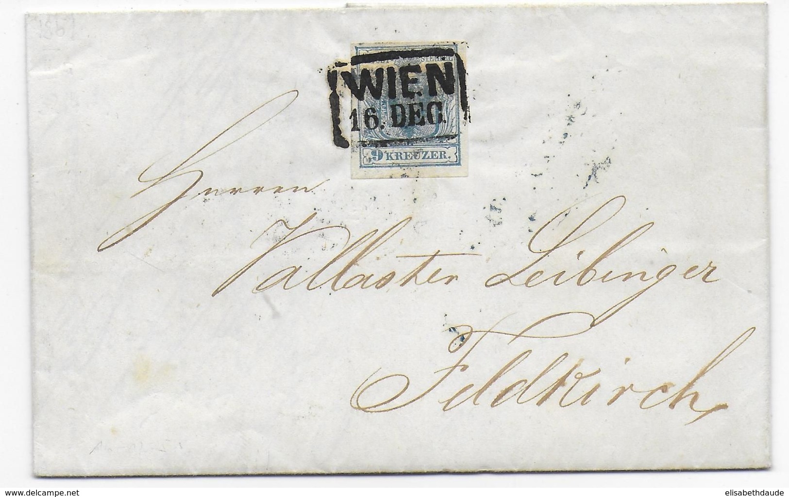 AUTRICHE - 1851 - Mi 5X PAPIER MAIN Sur LETTRE De WIEN => FELDKIRCH - Covers & Documents