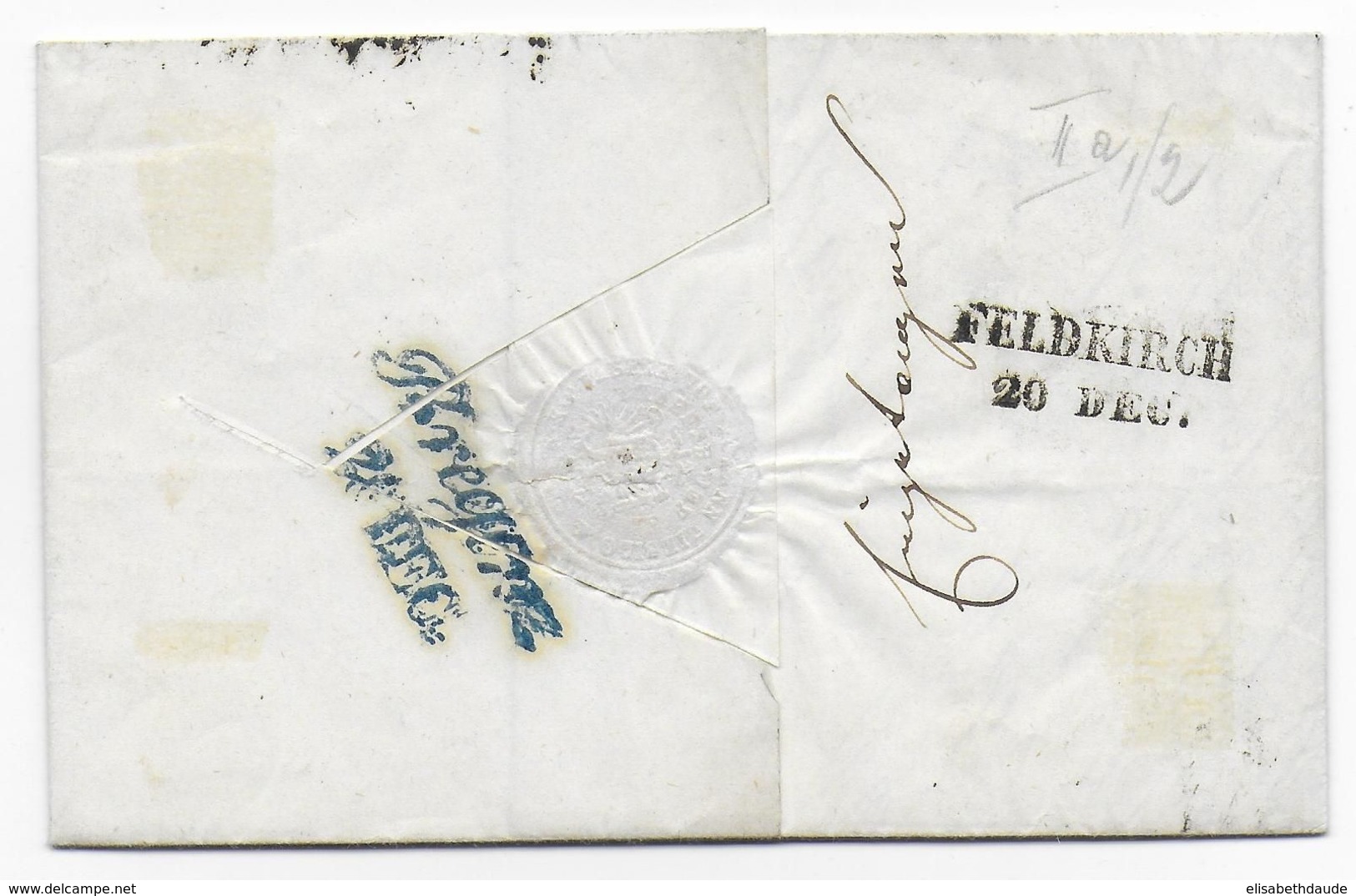 AUTRICHE - 1851 - Mi 5X PAPIER MAIN Sur LETTRE De WIEN => FELDKIRCH - Covers & Documents