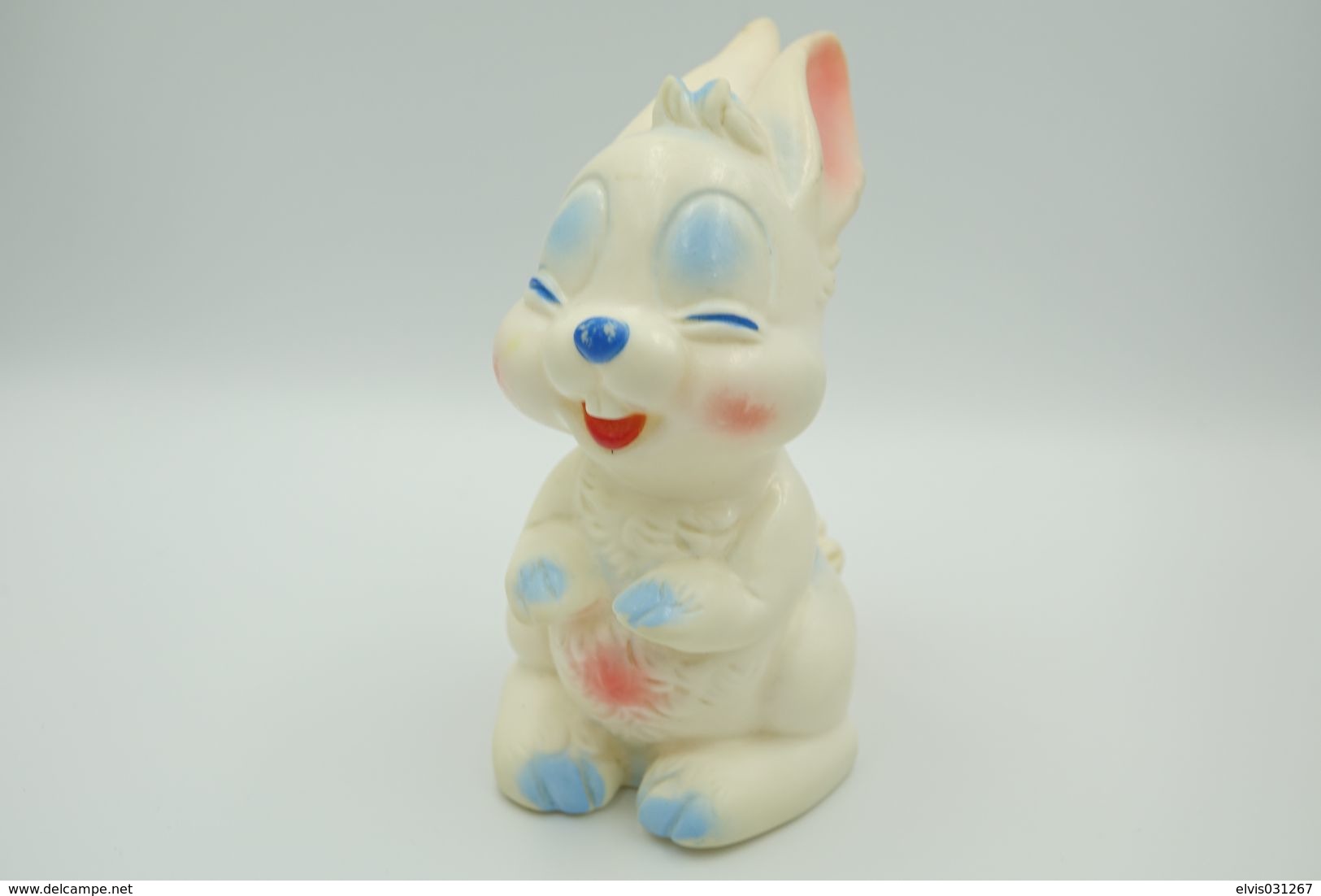 PIEPER POUET SQUEAKY: LEDRAPLASTIC RABBIT- L=13  - ELEPHANT - Rubber - Vinyl - 1960's - Schtroumpfs