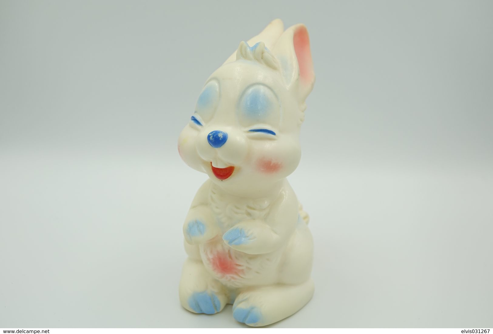 PIEPER POUET SQUEAKY: LEDRAPLASTIC RABBIT- L=13  - ELEPHANT - Rubber - Vinyl - 1960's - Schtroumpfs