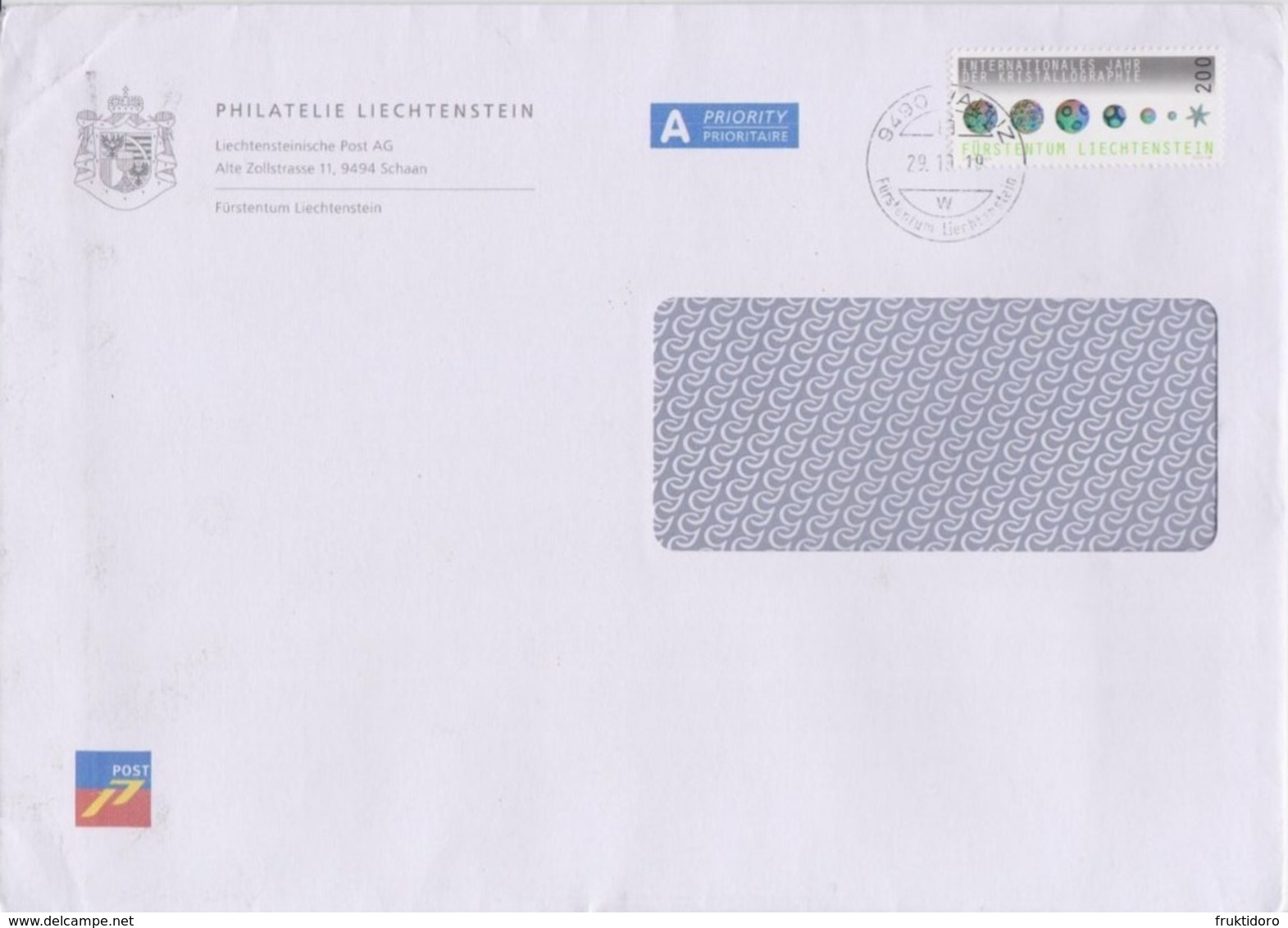 Liechtenstein Postmark - Envelope Philatelie Liechtenschtein - Mi 1732 - Crystallography - Frankeermachines (EMA)