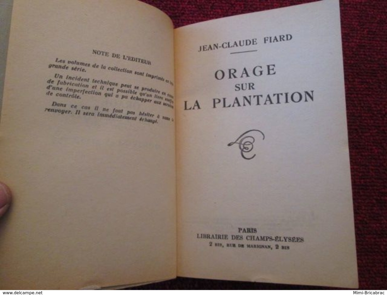 POL2013/1  : 1963 / JC FIARD  / ORAGE SUR LA PLANTATION /  LE MASQUE CHARLES EXBRAYAT PRESENTE ... N°17 - Otros & Sin Clasificación