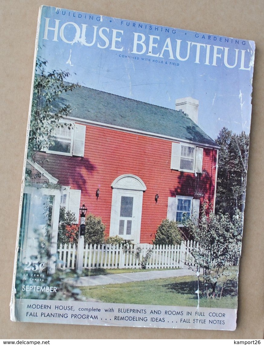 1941 HOUSE BEAUTIFUL September BUILDING Magazine COOKING Furnishing GARDENING History USA - Thuis