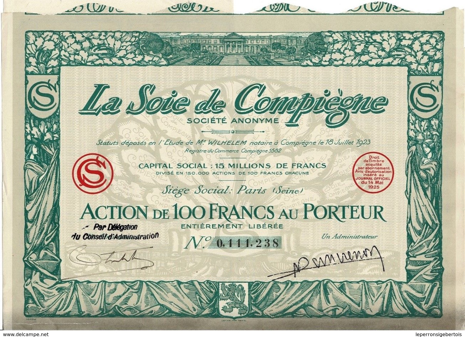 Titre Ancien - La Soie De Compiègne - Société Anonyme - Titre De 1925 - - Textile