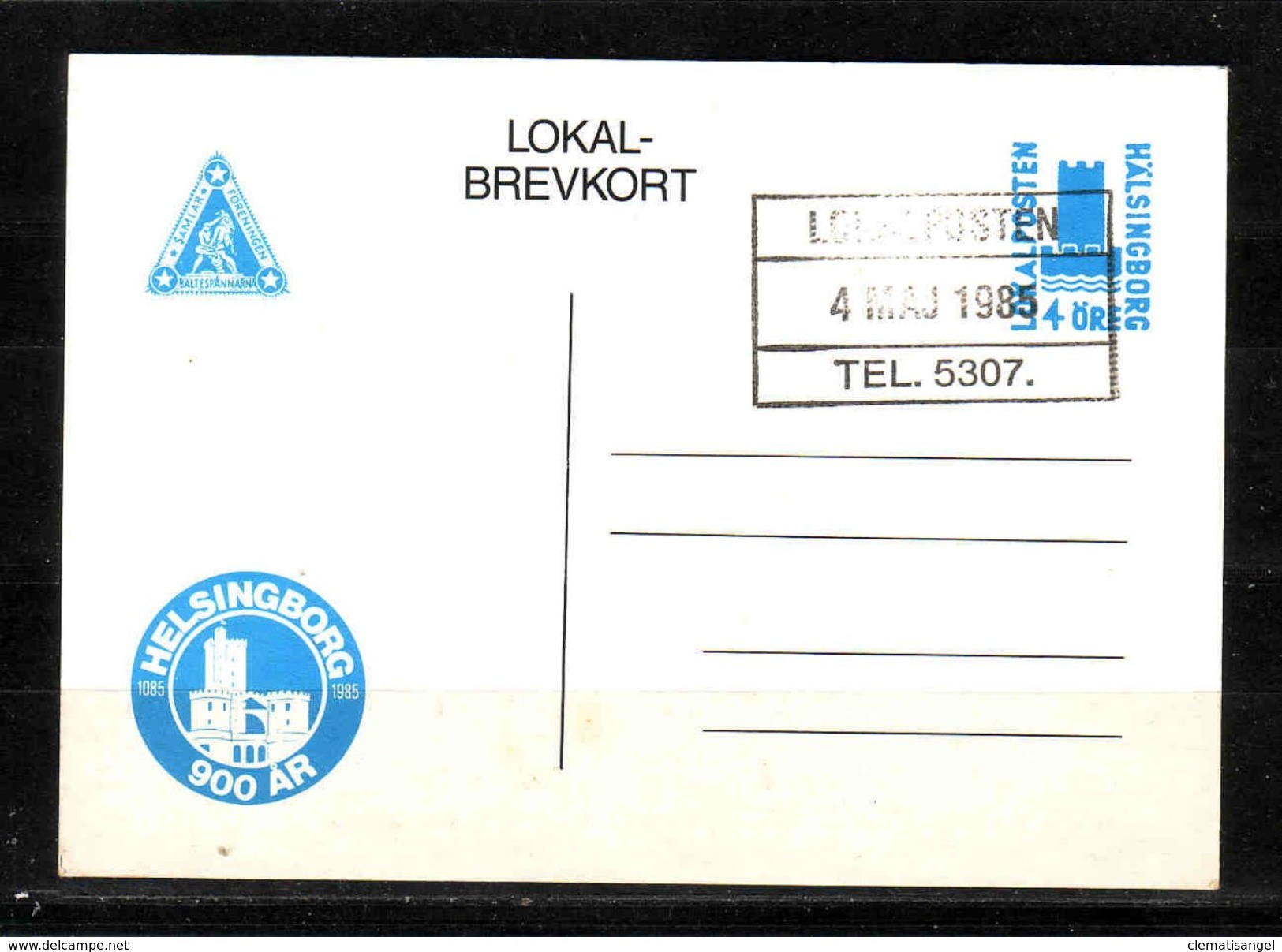 204d * SCHWEDEN * LOKALPOST GANZSACHE HELSINGBORG BLAU * GESTEMPELT 1985 *!! - Ortsausgaben