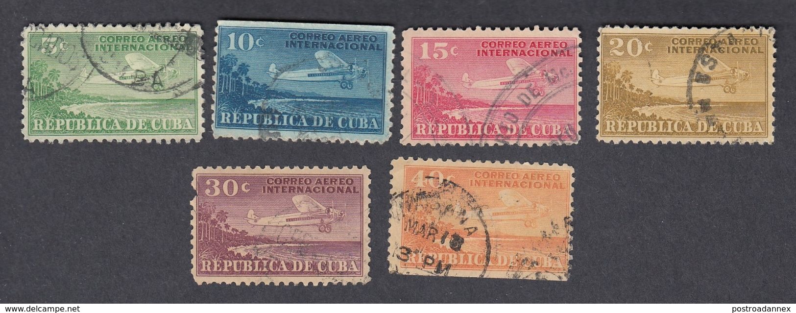 Cuba, Scott #C4-C9, Used, Plane And Coast Of Cuba, Issued 1931 - Luchtpost