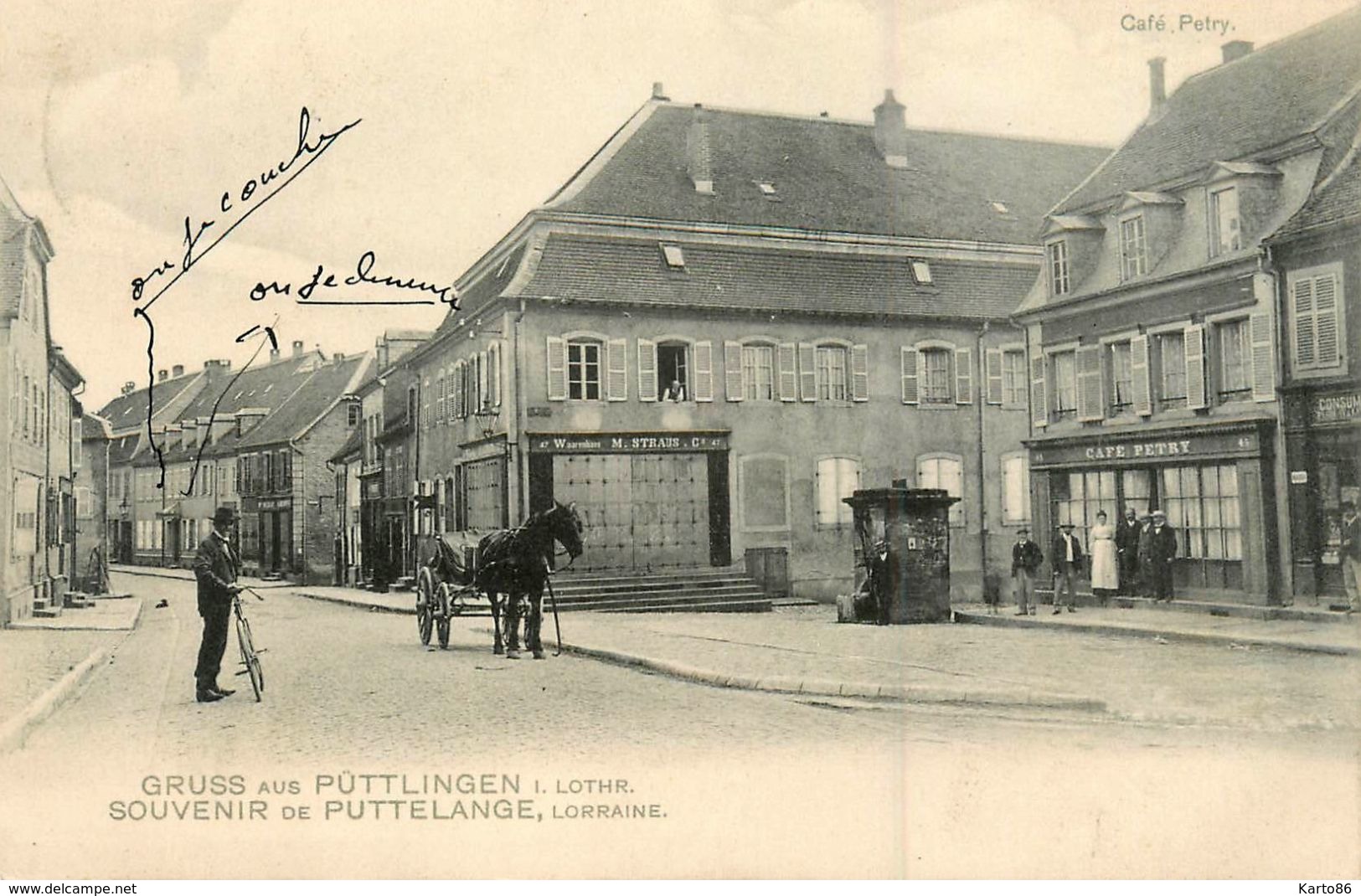 Gruss Aus Püttlingen * Puttelange * 1905 * Café PETRY * Magasin Commerce M. STRAUS - Puttelange