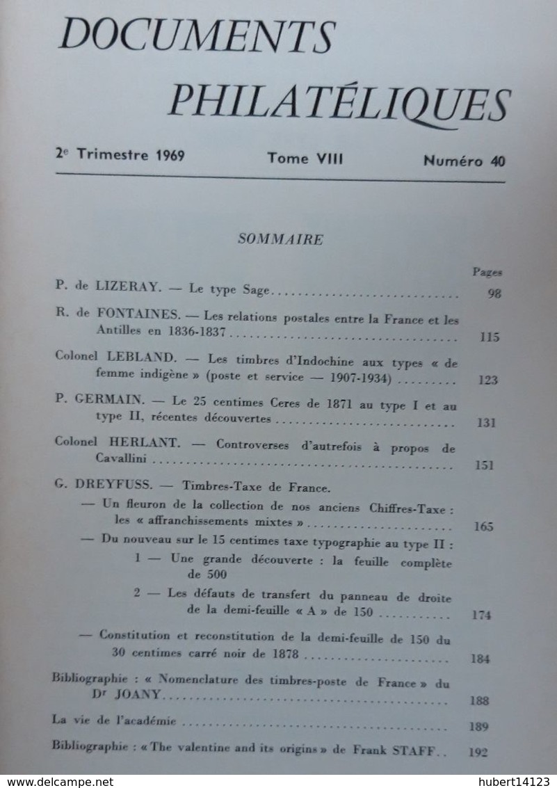 DOCUMENT PHILATELIQUE N° 40 De 1969 - Altri & Non Classificati