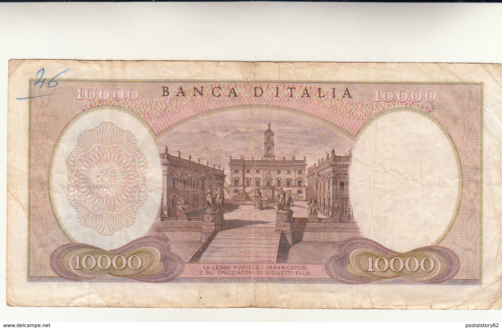Banca D'Italia, Banconota Lire 10000 Michelangelo. Pieghe Ma Integra - 10000 Lire