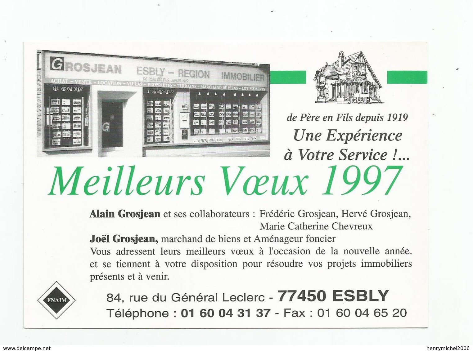 77 Esbly Agence Immobilière Grosjean 84 Rue Général Leclerc Carte Pub - Esbly