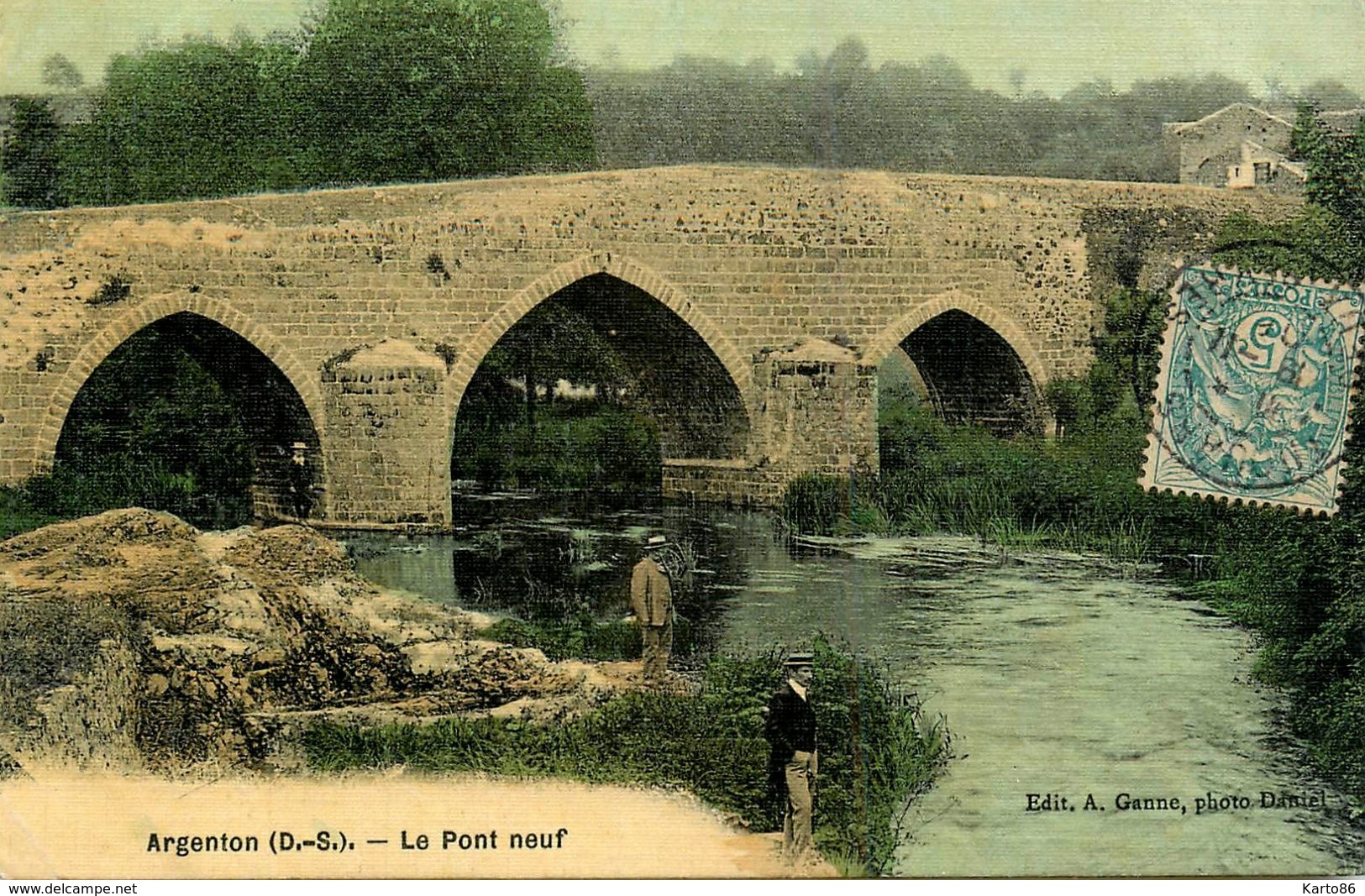 Argenton Chateau * 1906 * Le Pont Neuf * Cpa Toilée Colorisée - Argenton Chateau