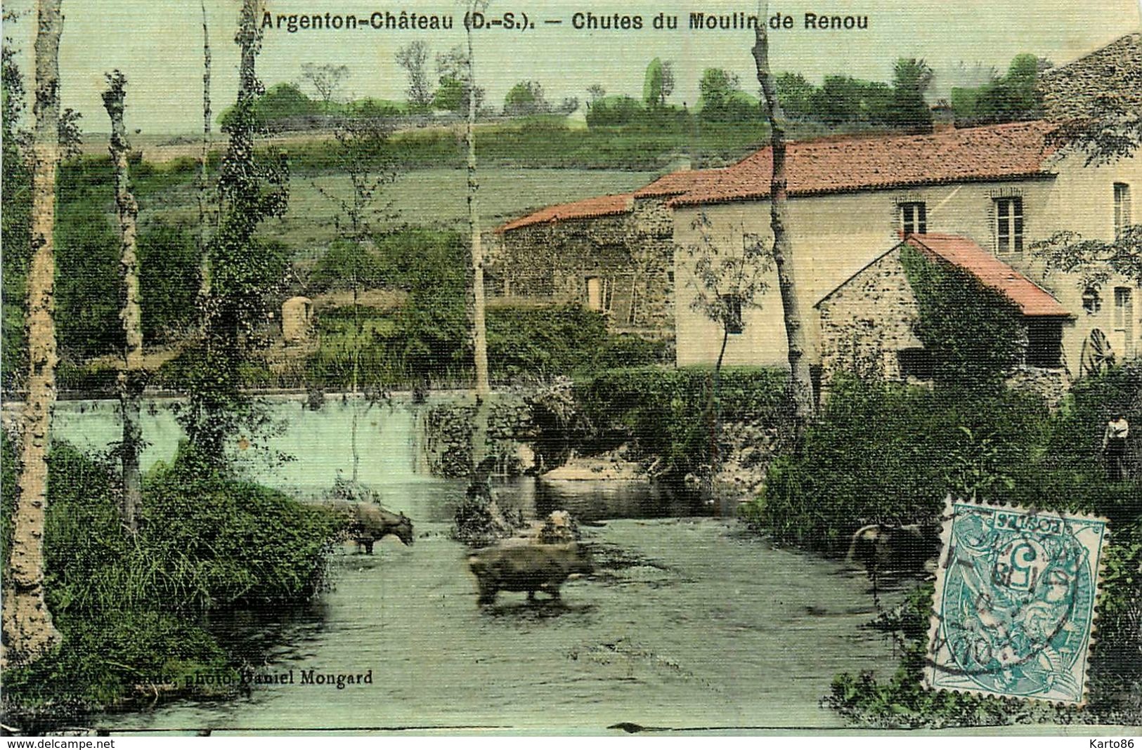 Argenton Chateau * 1906 * Chutes Du Moulin De Renou * Minoterie * Cpa Toilée Colorisée - Argenton Chateau