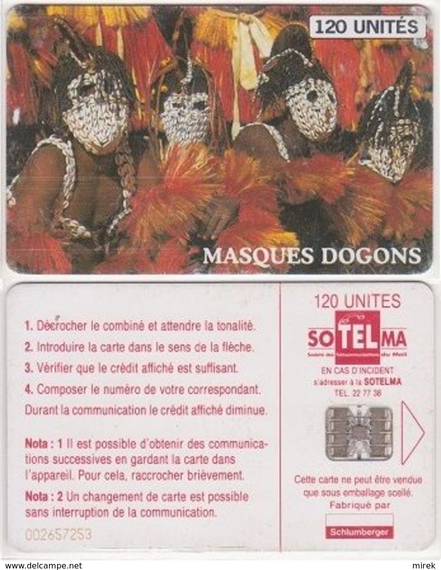 213/ Mali; P23. Dogon Masks, Color Logo; Very Few Issue 5.000 Ex., Rare Card - Malí