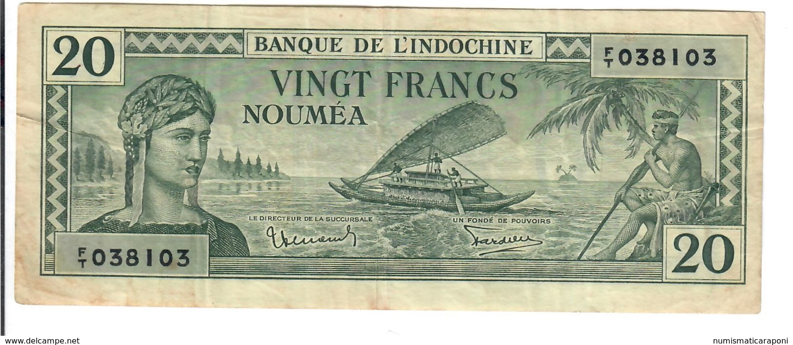 NEW CALEDONIA 20 Francs P#49  1940 Noumea Banque De L'indochine LOTTO 2916 - Nouméa (New Caledonia 1873-1985)