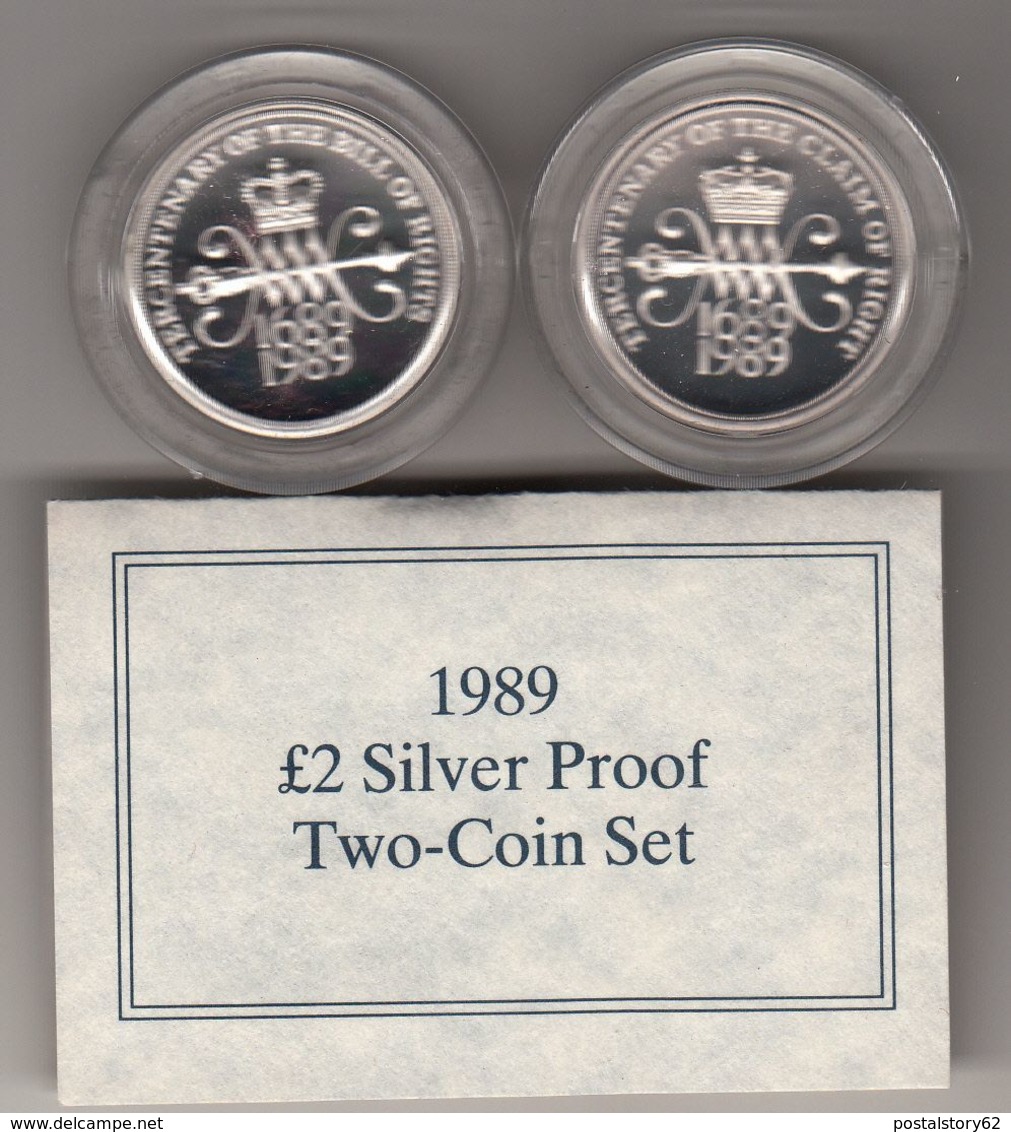 1989 - £ 2 Two Pound Bill Claim Of Rights Silver Proof Coin Twin Set - Mint Sets & Proof Sets