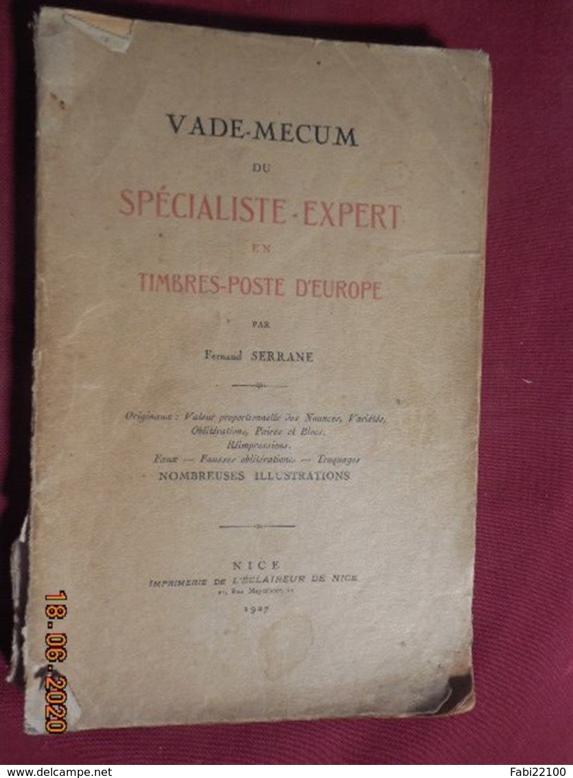 Vade-Mecum Du Spécialiste Expert (Europe) - Edition 1927 - Oblitérations