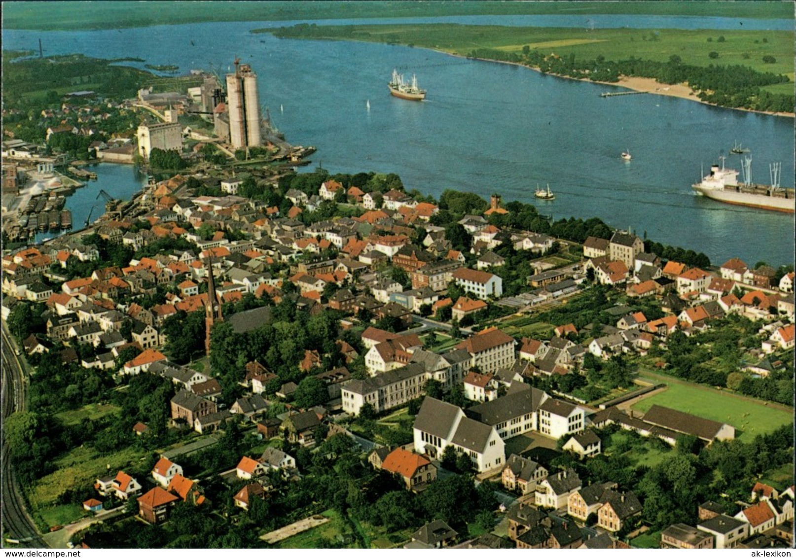 Ansichtskarte Brake (Unterweser) Luftbild Hafen Silo 1972 - Brake