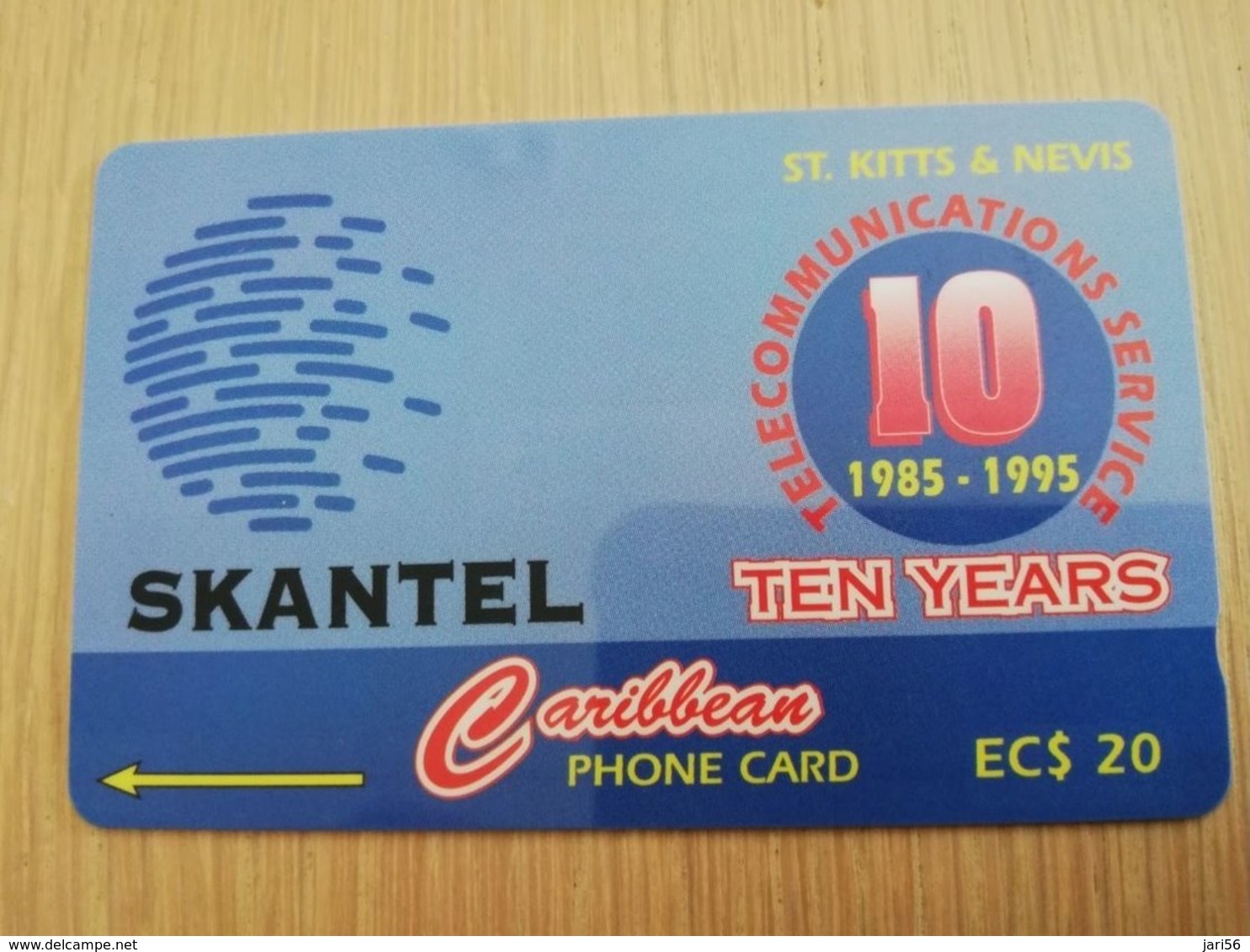 ST KITTS & NEVIS   GPT CARD $20,-   15CSKA    NO STK-15A  SKANTEL 10 YEARS        Fine Used Card  **2355** - St. Kitts & Nevis